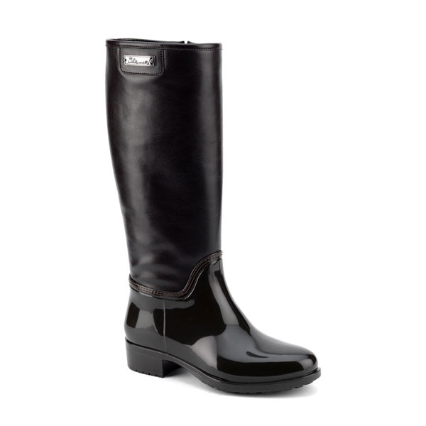 Pvc boot in dark brown with leatherette high leg 