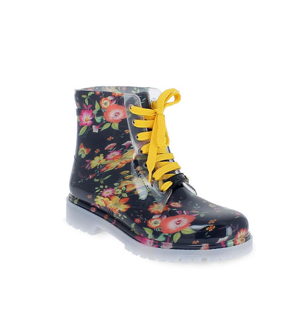 Floral fantasy PVC short laced up boot