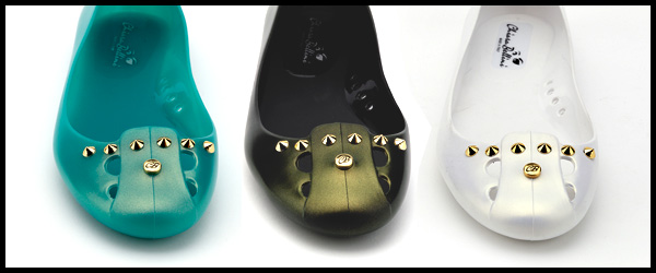 Pvc ballerina flat with iridescent gold effect now on Shop Online 