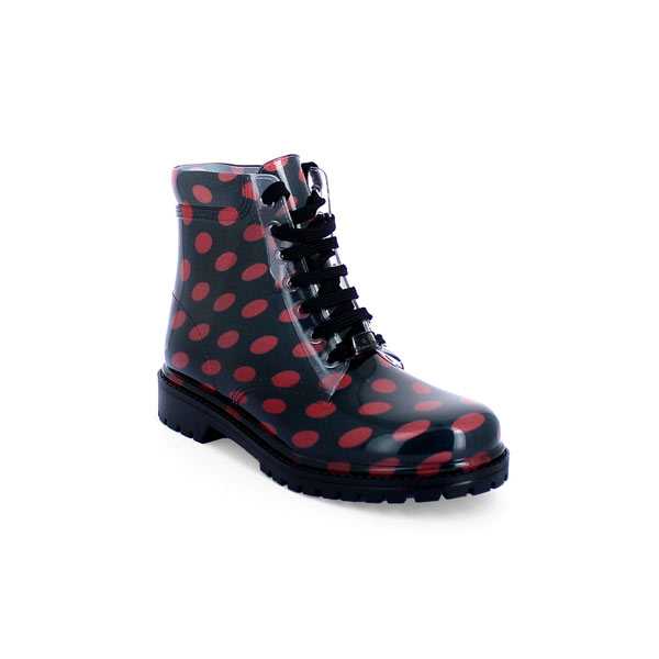 SHORT LACED UP BOOT RED POLKA DOT