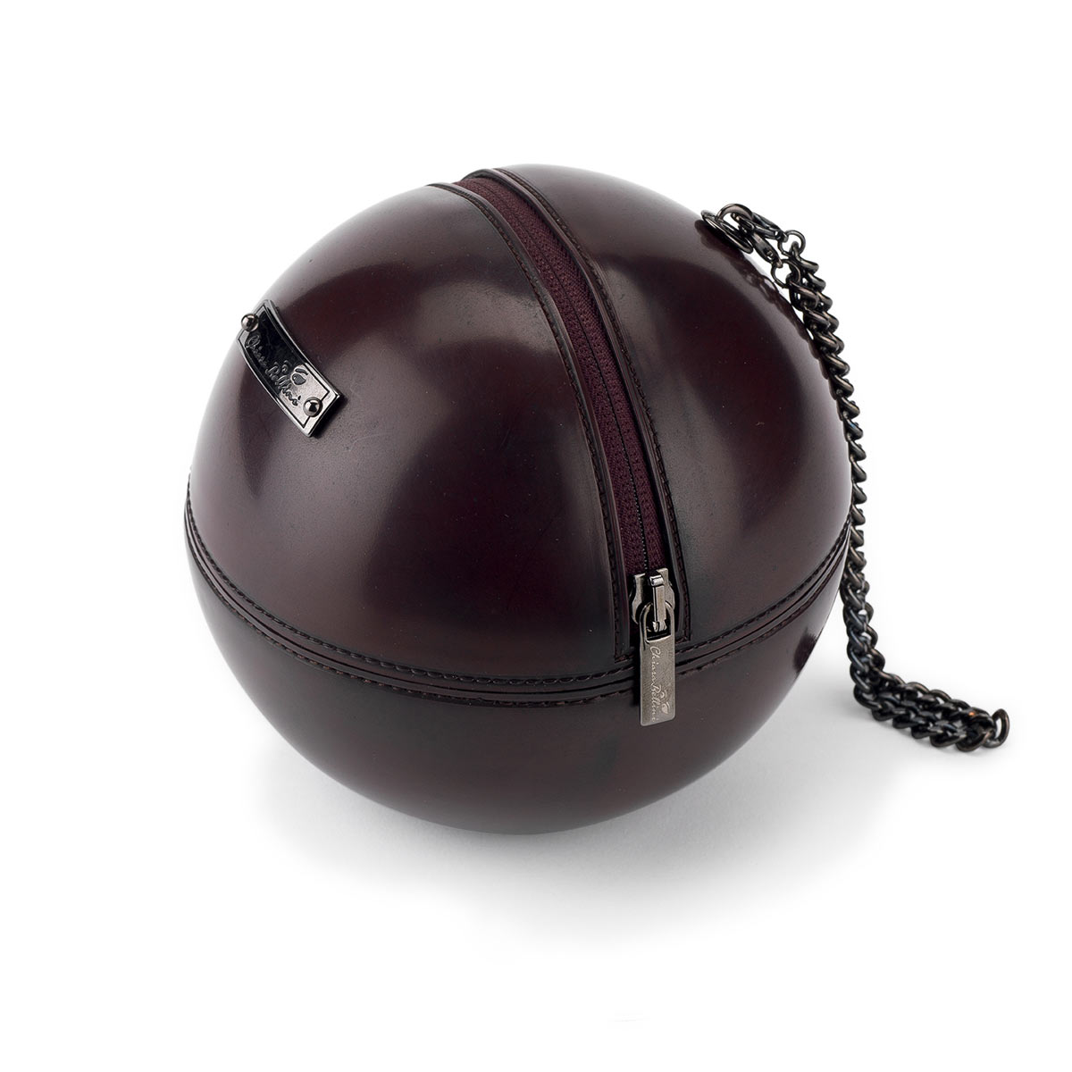 “Rock’n’Ball” sphere handbag, in vintage finished PVC