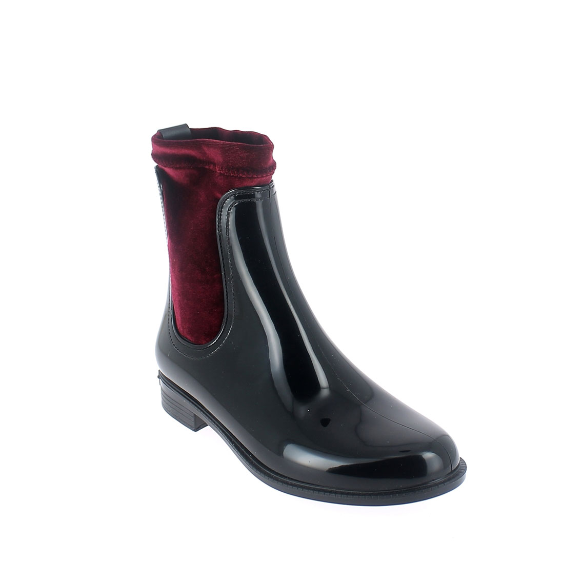 Chelsea boot in Black-Sanguinaccio pvc with stretch velvet lining
