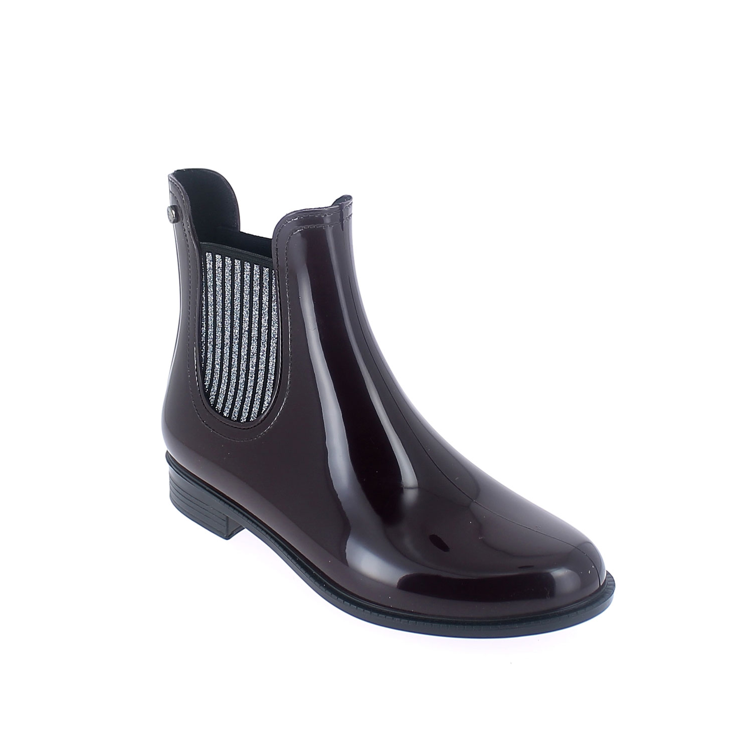 Chelsea boot in Sanguinaccio pvc with glittered elastics