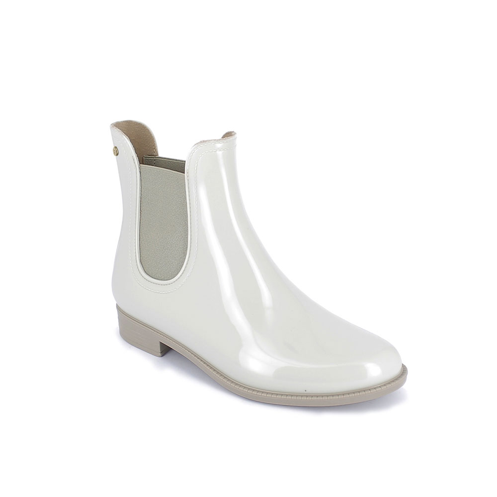Chelsea boot in Trench dual colour pvc with gold colour lateral stud