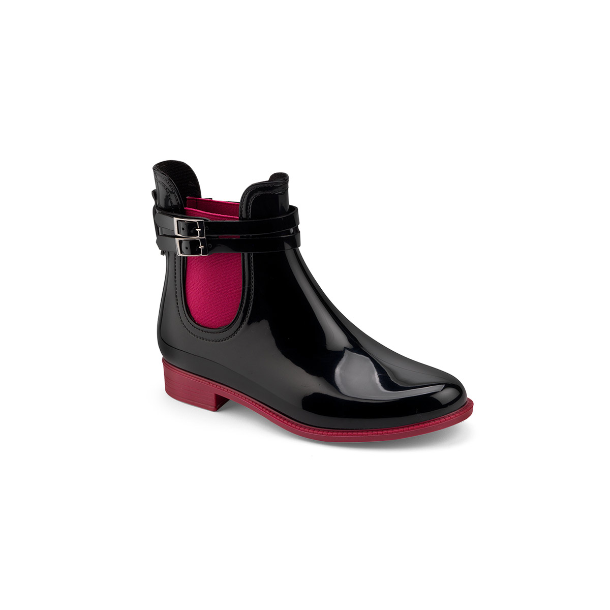 Two-colour chelsea rain boot with double strap