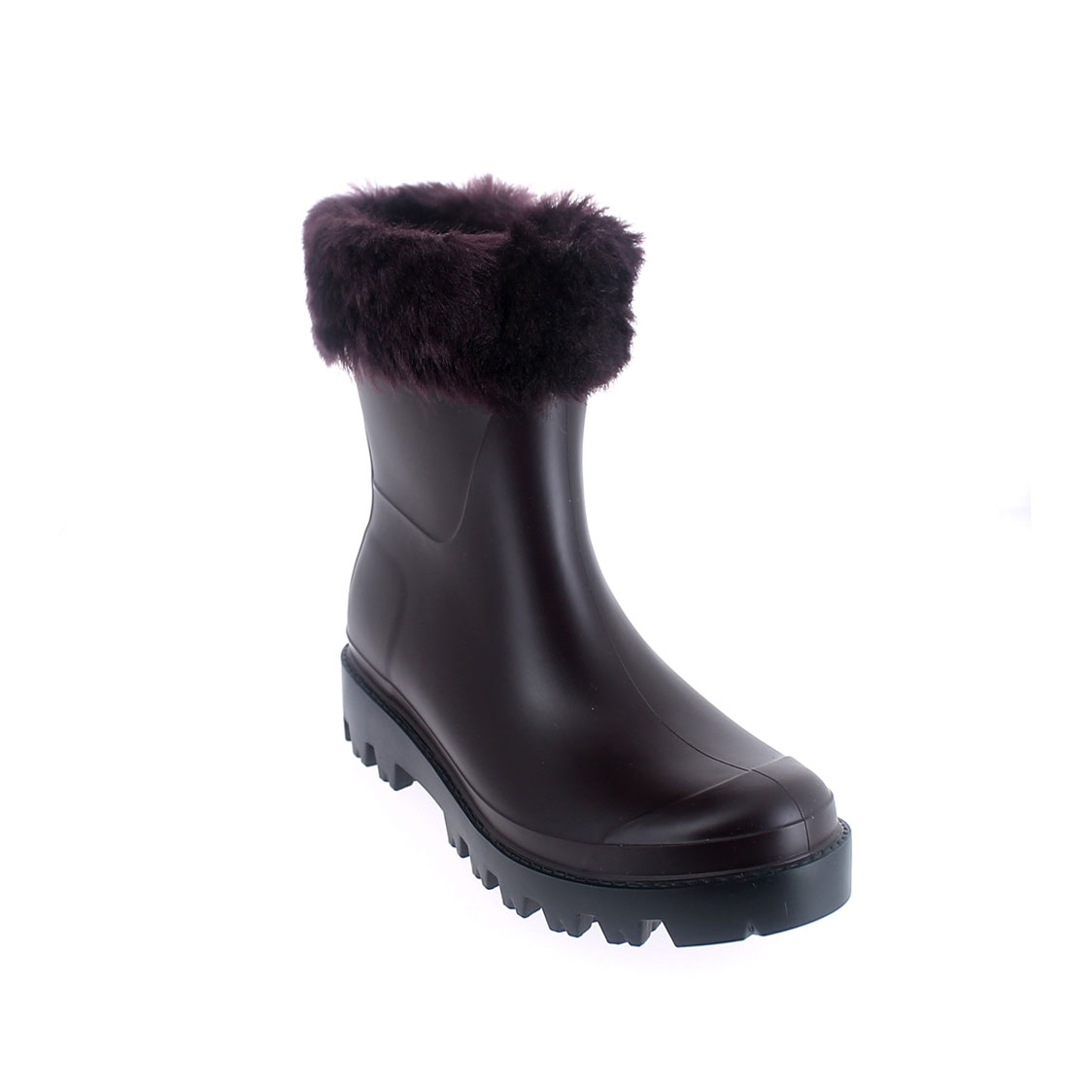 Wellington low boot in Sanguinaccio pvc with inner lining and cuff