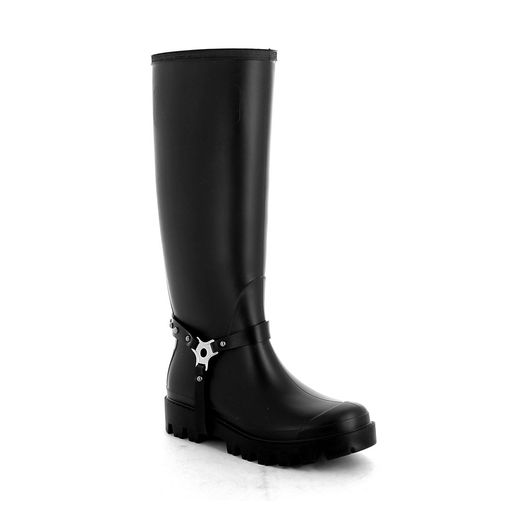 Wellington boot in Black pvc with studded stirrup