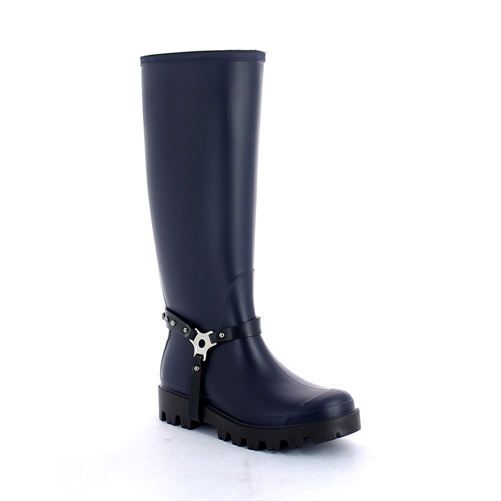 Wellington boot in Dark Royal pvc with studded stirrup