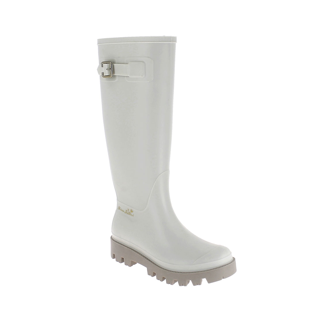 Wellington boot in trench pvc with metal buckle and 3D logo