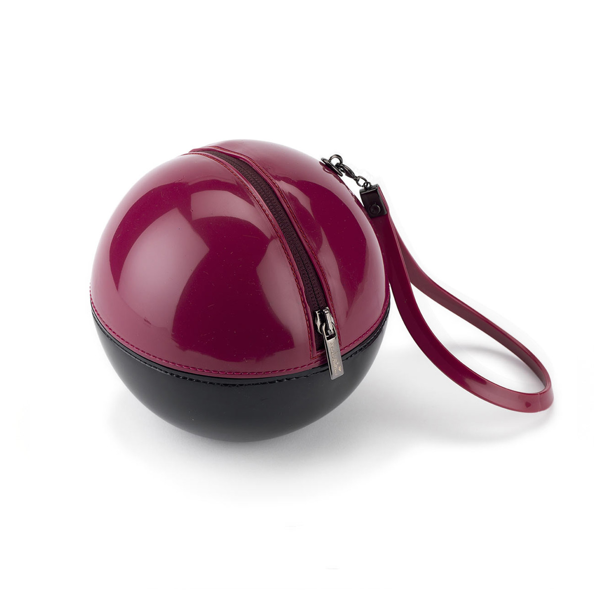 Borsa sfera “rock’n’ball” bicolore in pvc lucido