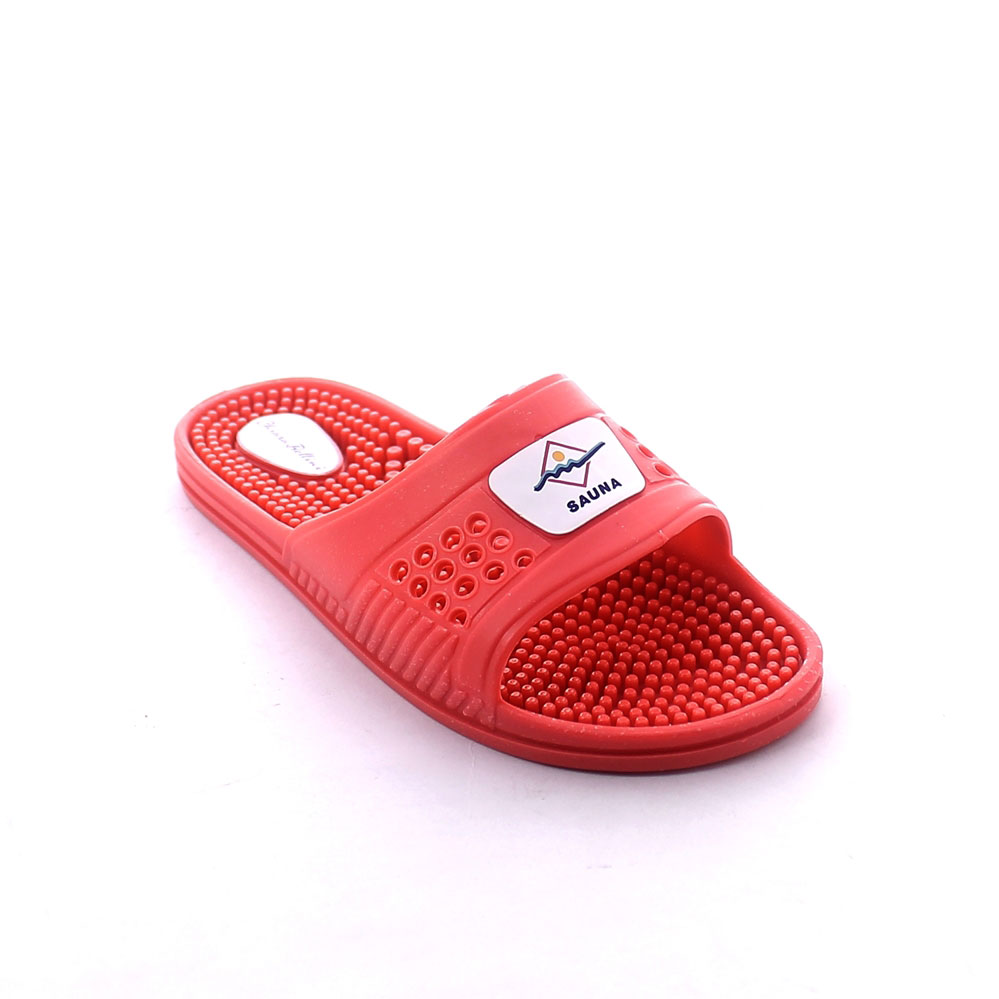 Pvc Summer mule in coral colour with massaging pegs
