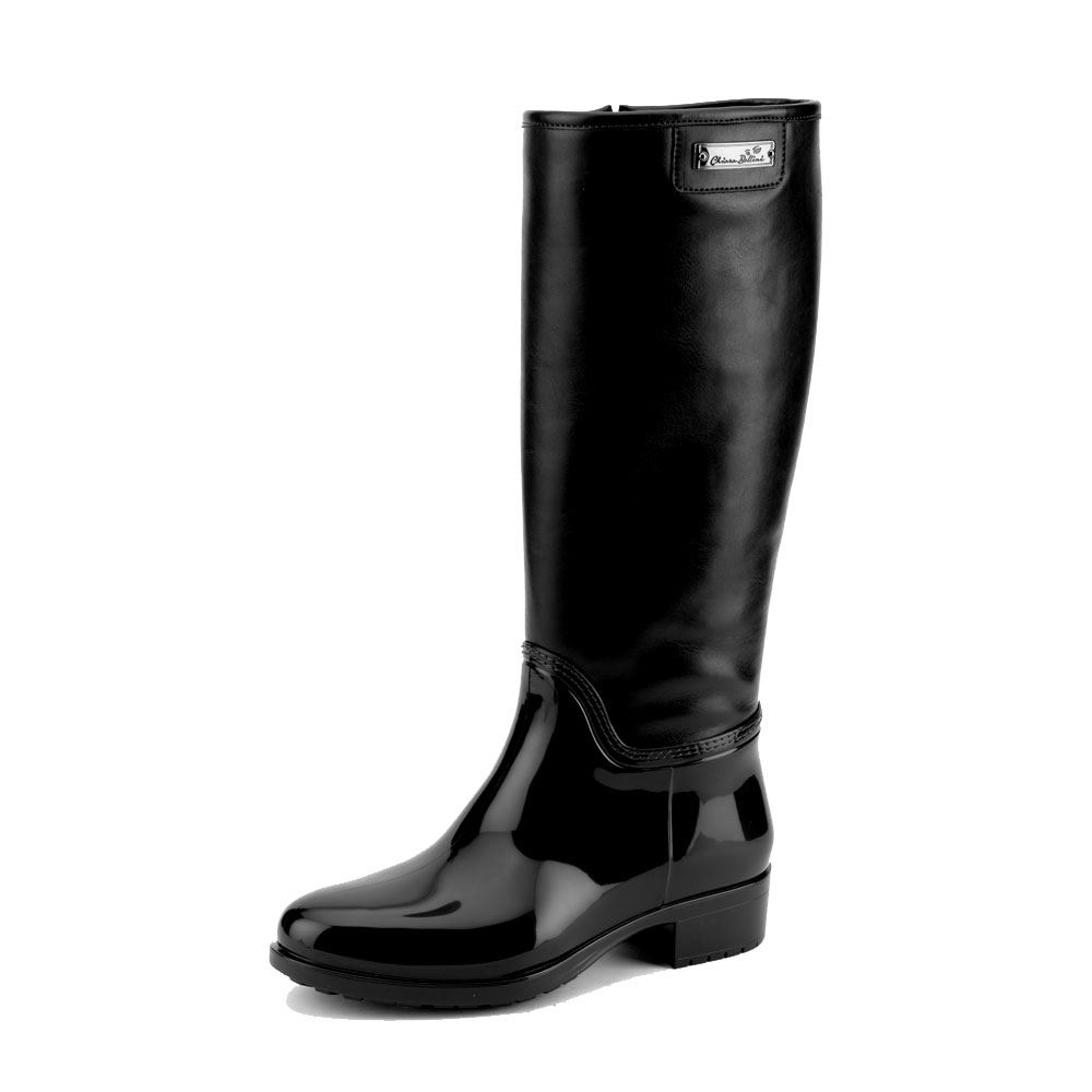 Pvc boot in dark brown with leatherette high leg