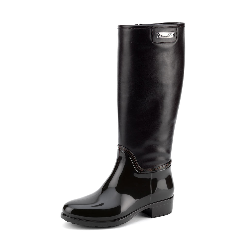 Pvc boot in dark brown with leatherette high leg 