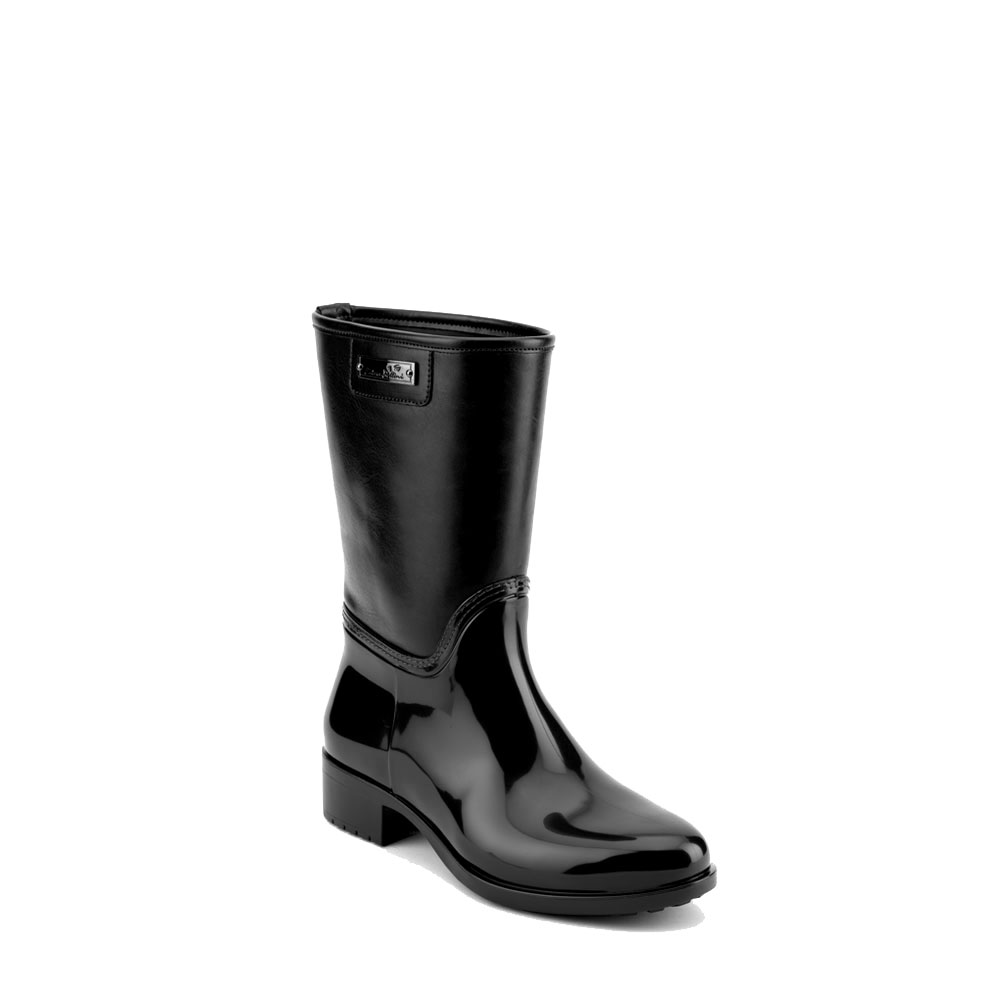 Boot in black pvc with leatherette low leg