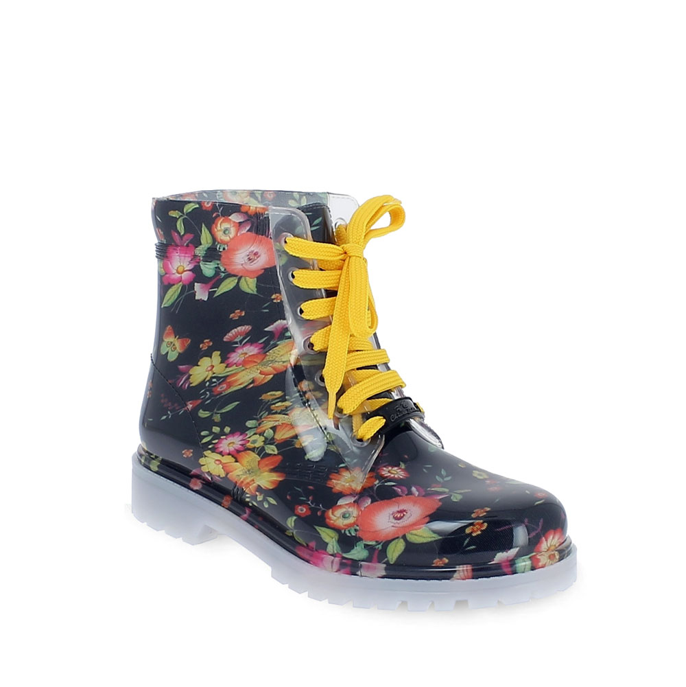 Floral fantasy PVC short laced up boot 