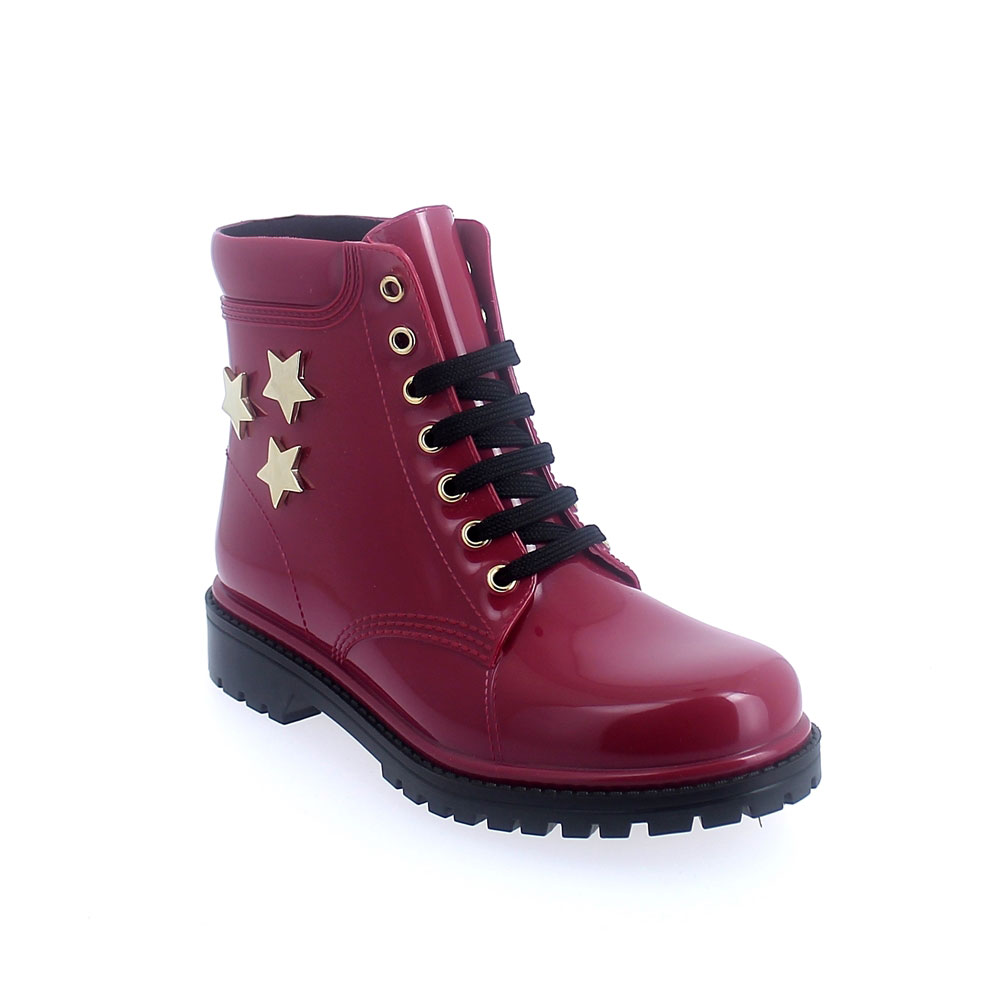 SHORT LACED UP WALKING BOOT IN &quot;SUK PVC WITH GOLD STARS