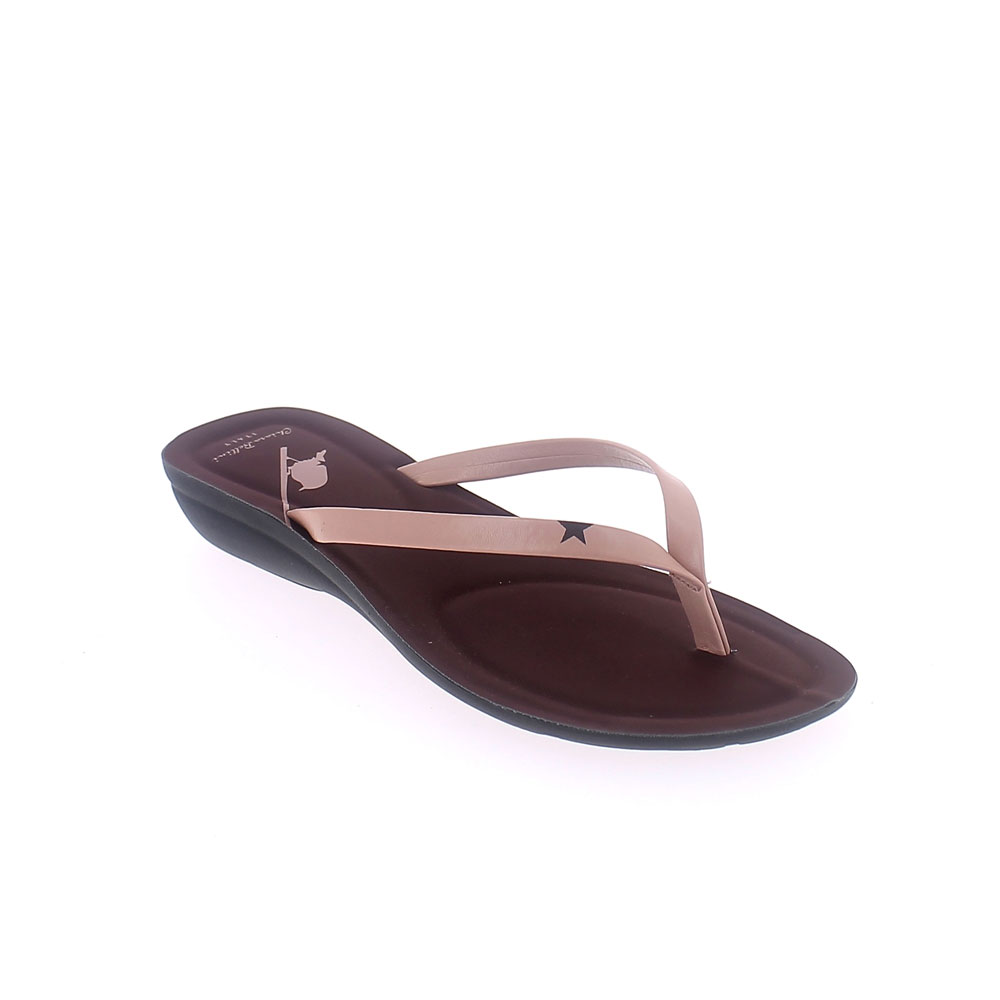 TWO-COLOUR FAUX LEATHER THONG IN ANTICO-WINE COLOUR
