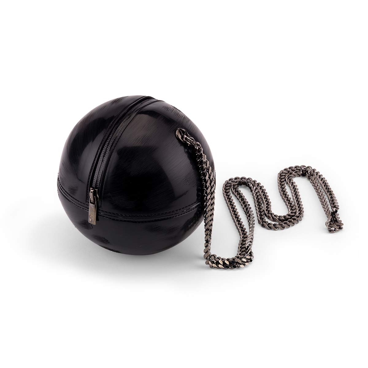“Rock’n’Ball” sphere handbag, in scratched PVC