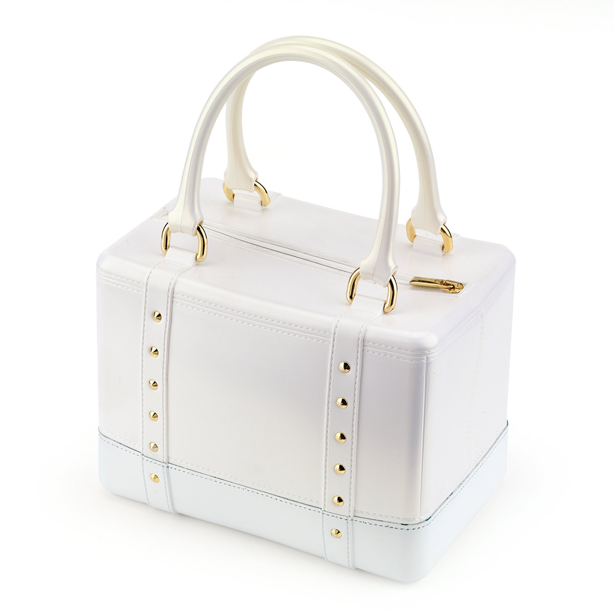 Pvc bag with gold colored studs
