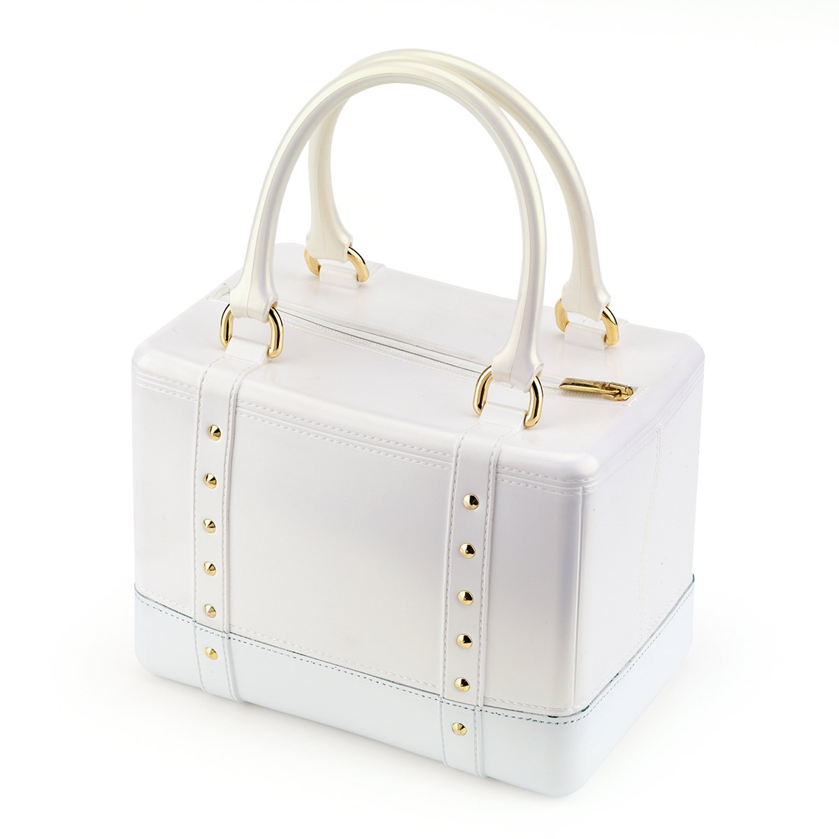 Pvc bag with gold colored studs