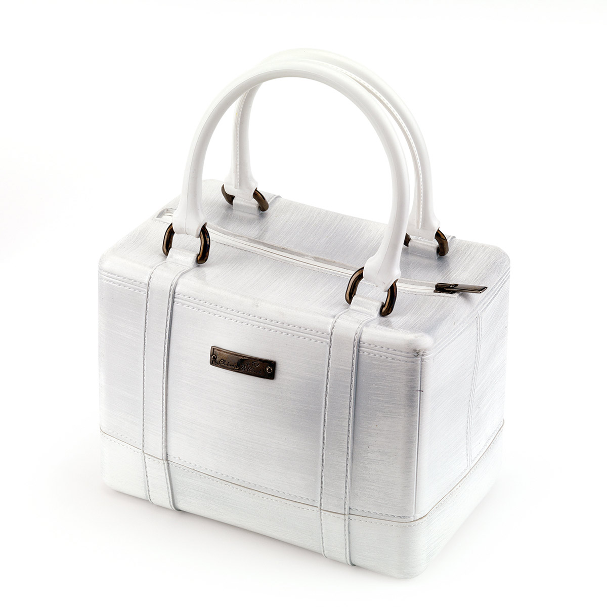 Satchel handbag in scratched Pvc