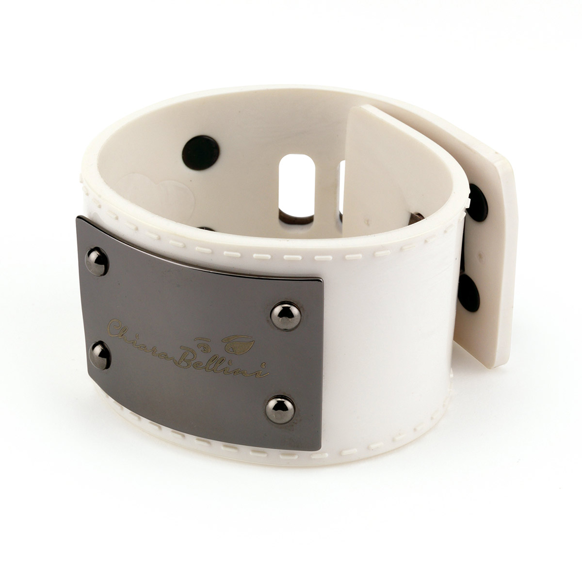 Bracelet in White Pvc with metal plate