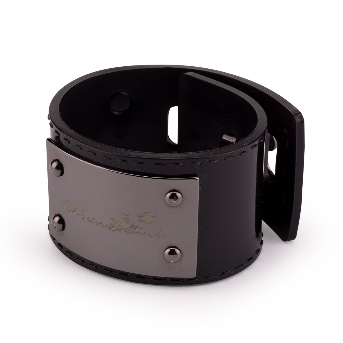 Bracelet in Black Pvc with metal plate