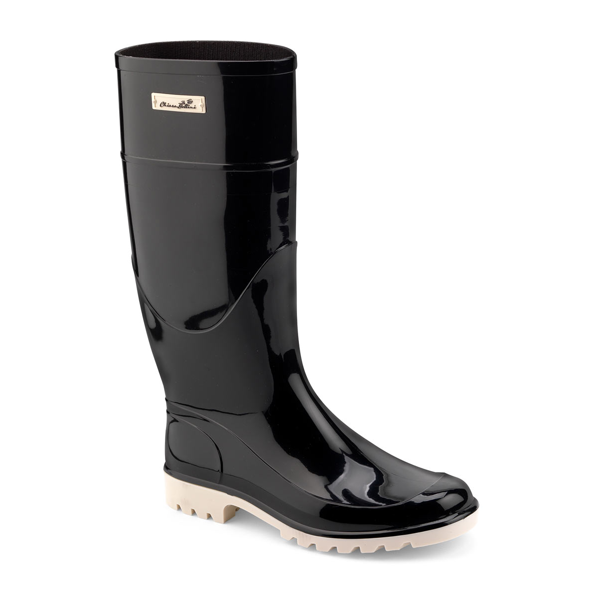 Bright pvc Rainboot with coloured label and sole